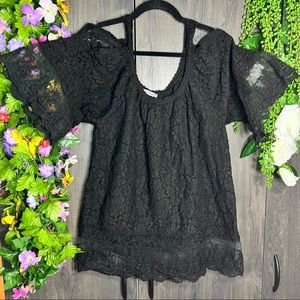 {🌼3/$30🌼Aquavita Black Cold Shoulder Swim Top Coverup Size M/L